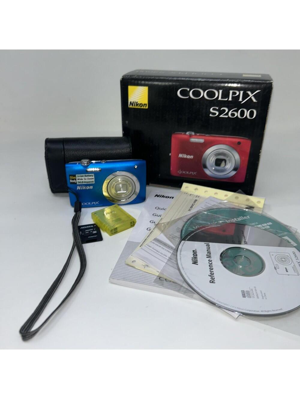 Nikon Coolpix S2600 BLUE 14MP 4 Gb SD Card With Box Case And CD’s* (Not Red)*